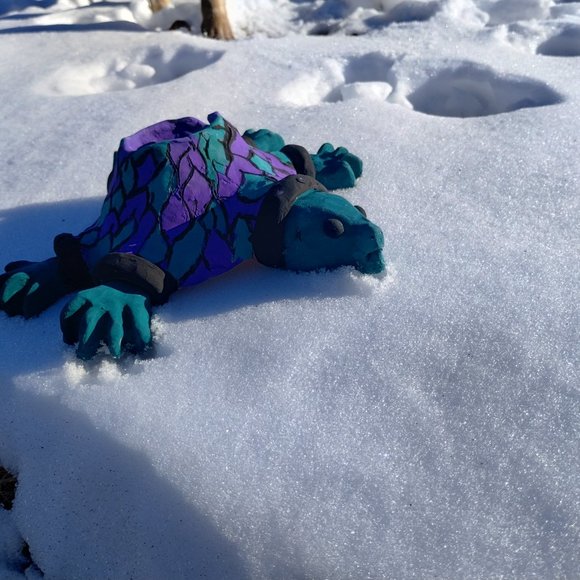 Hand crafted hand painted original clay tortoise ash/trinket tray - Picture 4 of 7